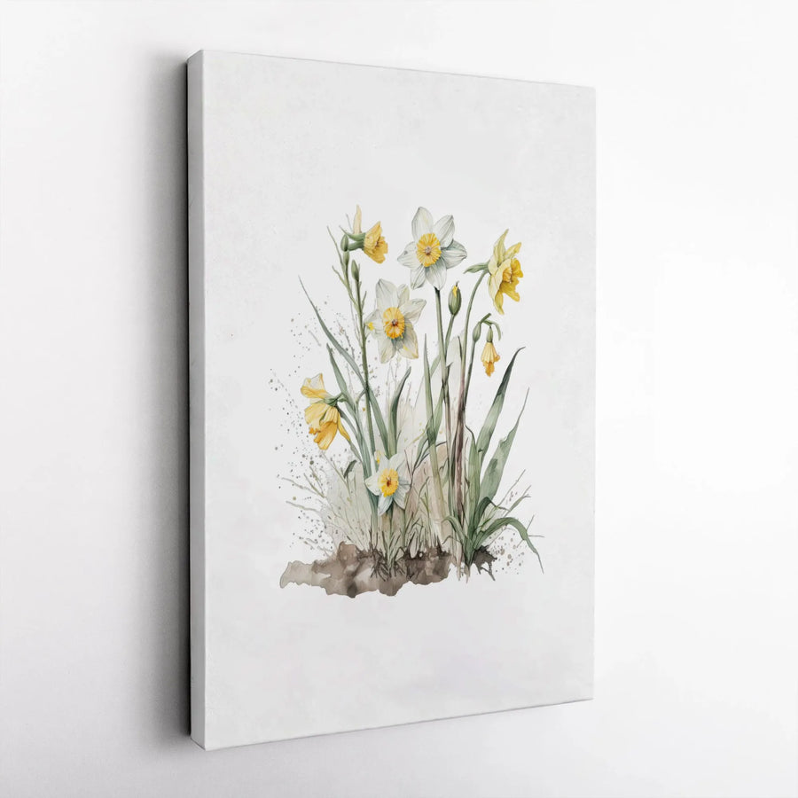 Watercolor Daffodil Canvas Print | Botanical Yellow Flower Wall Art | Gallery Wrapped Premium Decor | Spring Floral Gift for Home Office