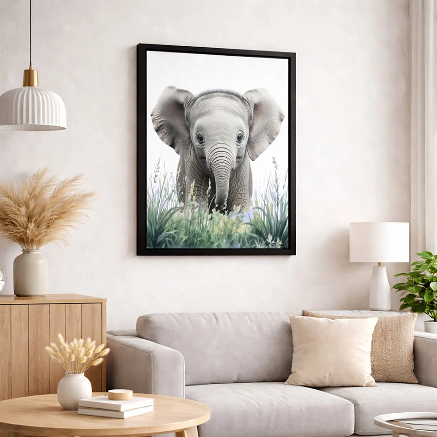 Baby Elephant Canvas Wall Art | Cute Safari Animal Nursery Decor | Premium Fade-Resistant Print | Gift for Kids Room or Wildlife Enthusiast
