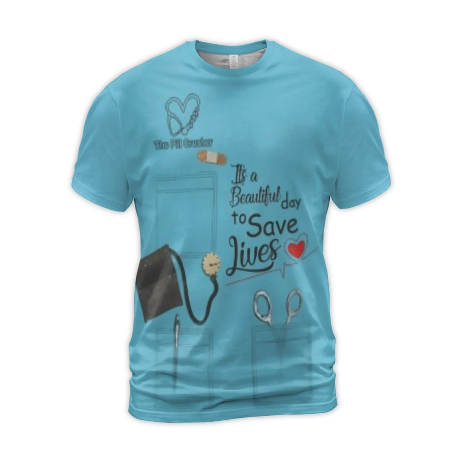 Nurse 3D T-Shirt | Badass Life Saver Quote Print | Premium Stretch Polyester Jersey | Funny Nursing Graduation Gift For Women & Men