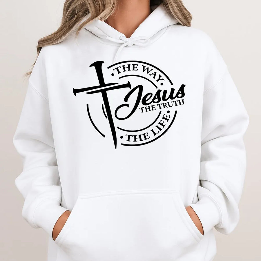 Jesus The Way The Truth The Life Shirt | Christian Nail Cross Graphic Tee | Premium Soft Cotton | Religious Faith Gift for Men & Women