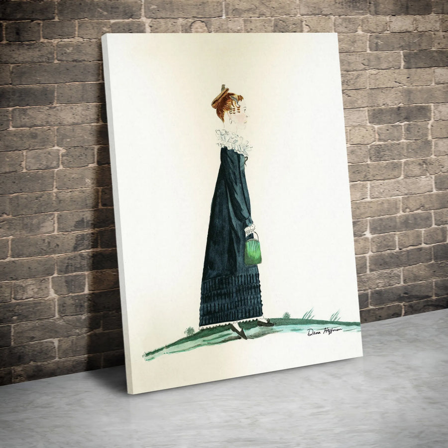 Vintage Fashion Illustration Wall Art | Elegant Victorian Lady Portrait | Premium Gallery Wrapped Canvas | Historical Aesthetic Home Decor Gift