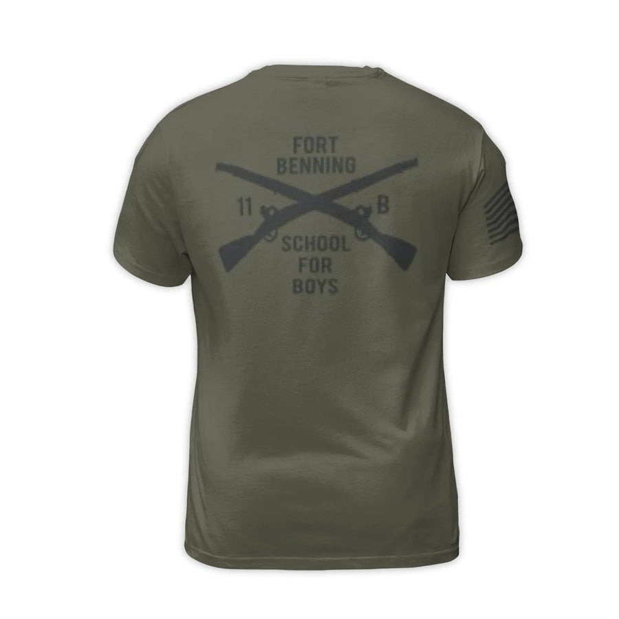 Fort Benning 11B Infantry T-Shirt | Crossed Rifles Military Design | Premium Polyester Jersey | Veteran & Soldier Gift