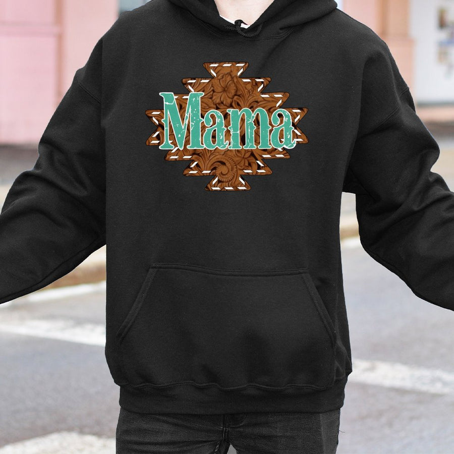 Tooled Leather Mama Hoodie | Western Graphic Print | Soft Cotton-Blend | Trendy Country Gift for Mom