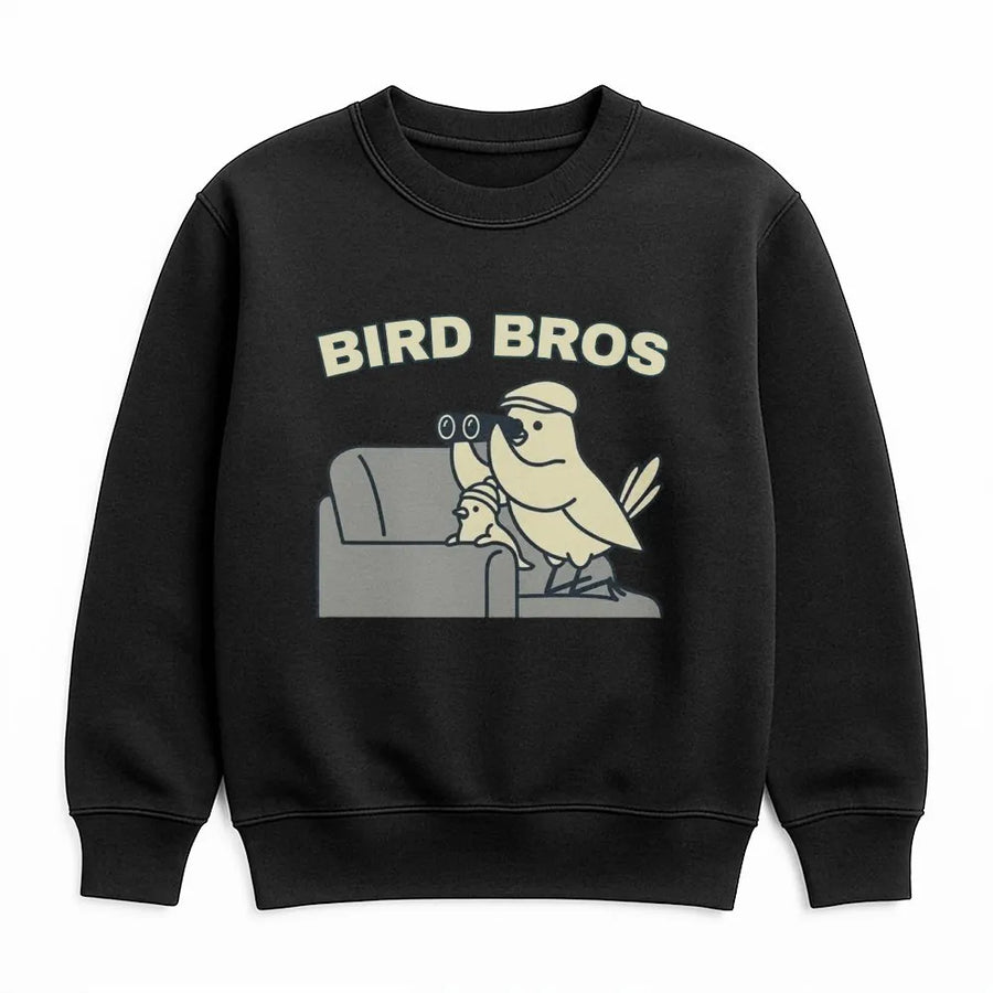 Bird Watching Sweatshirt | Bird Bros Cartoon Binoculars Design | Premium Cotton Blend Crewneck | Funny Animal Lover Gift For Birders