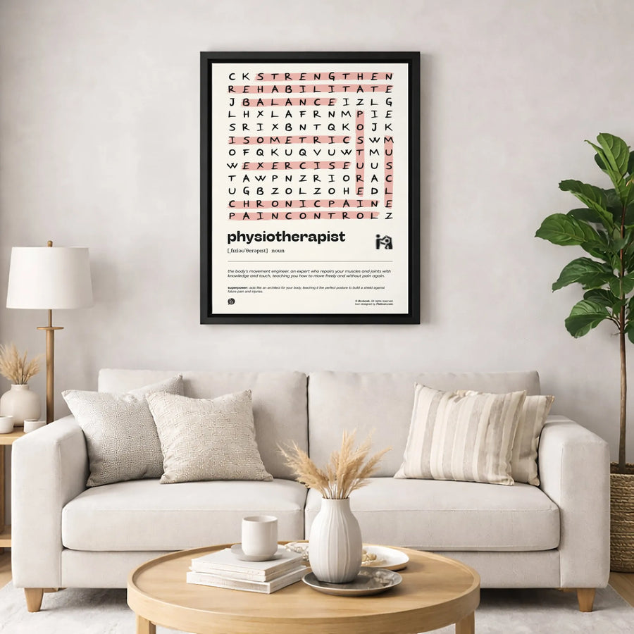 Physiotherapist Definition Wall Art | Word Search Puzzle Print | Premium 1.25-Inch Gallery Canvas | Physical Therapy Office Decor Gift
