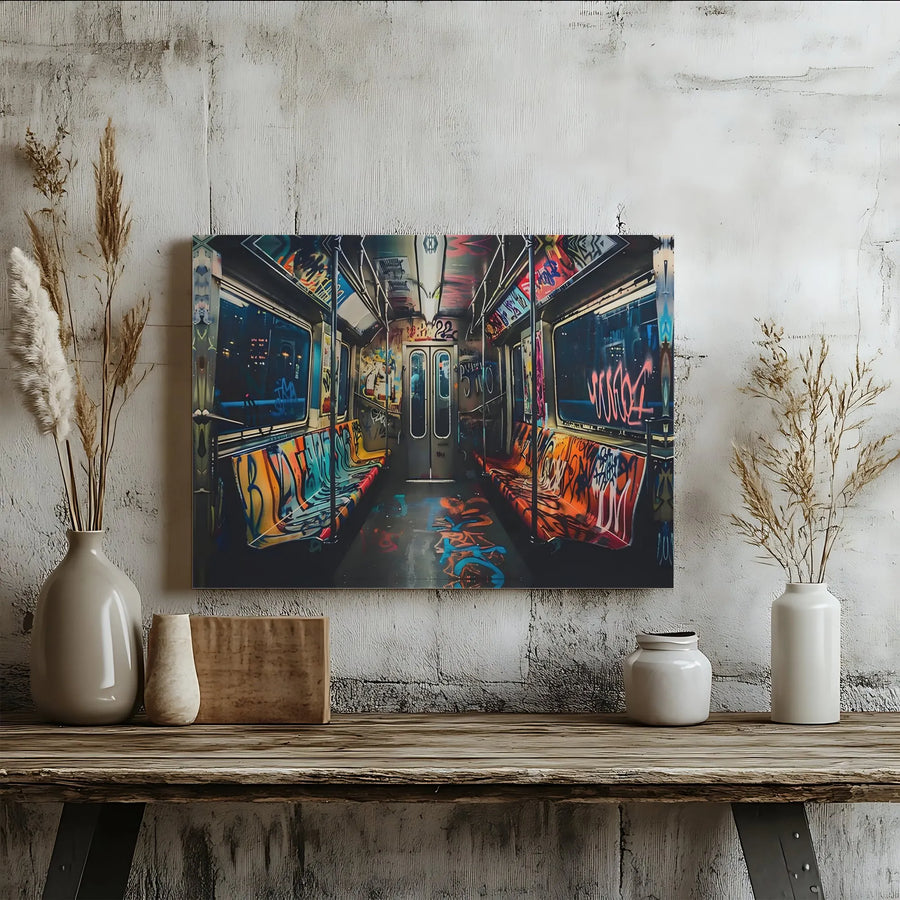 Graffiti Subway Canvas Wall Art | Colorful Urban Street Art Scene | Premium Fade-Resistant Canvas | Modern Home & Office Decor Gift