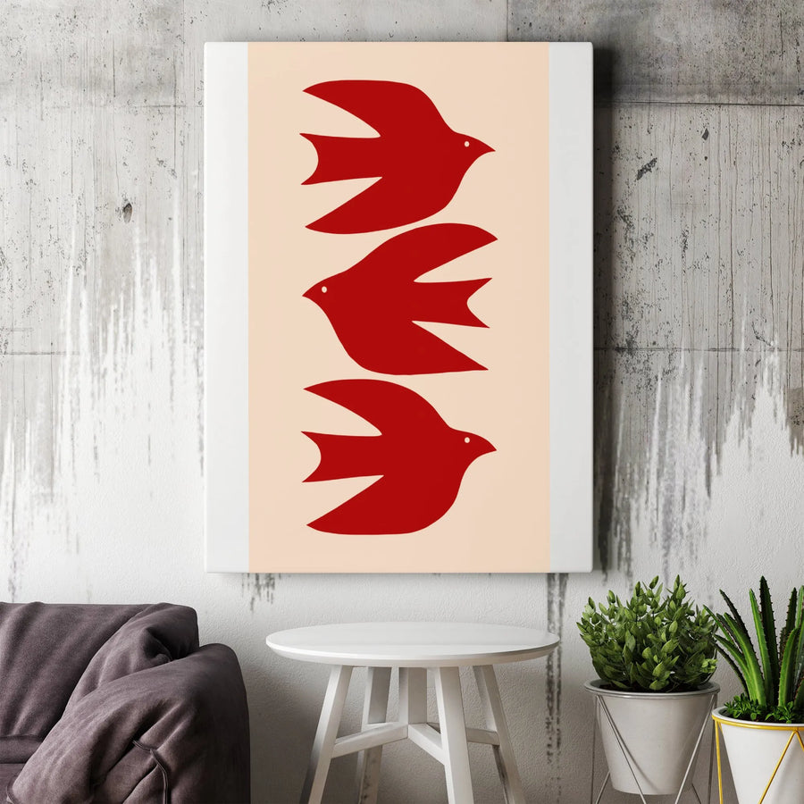 Red Bird iPhone Case | Abstract Minimalist Flying Birds Graphic | Premium Dual-Layer Protective Cover | Aesthetic Phone Accessory Gift