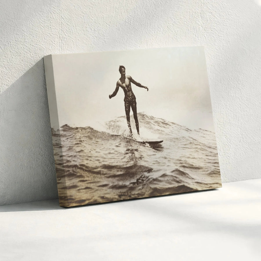 Vintage Surfer Canvas Print | Retro Black and White Wave Photography | Gallery-Quality Wall Art | Coastal Home Decor Gift for Surfers