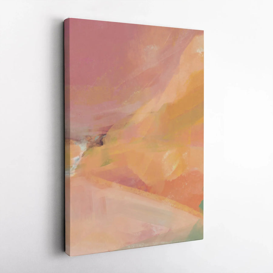 Abstract Vertical Canvas Print | Modern Painting in Peach & Coral Tones | Premium 1.25" Gallery Wrap | Living Room Wall Art & Office Decor Gift