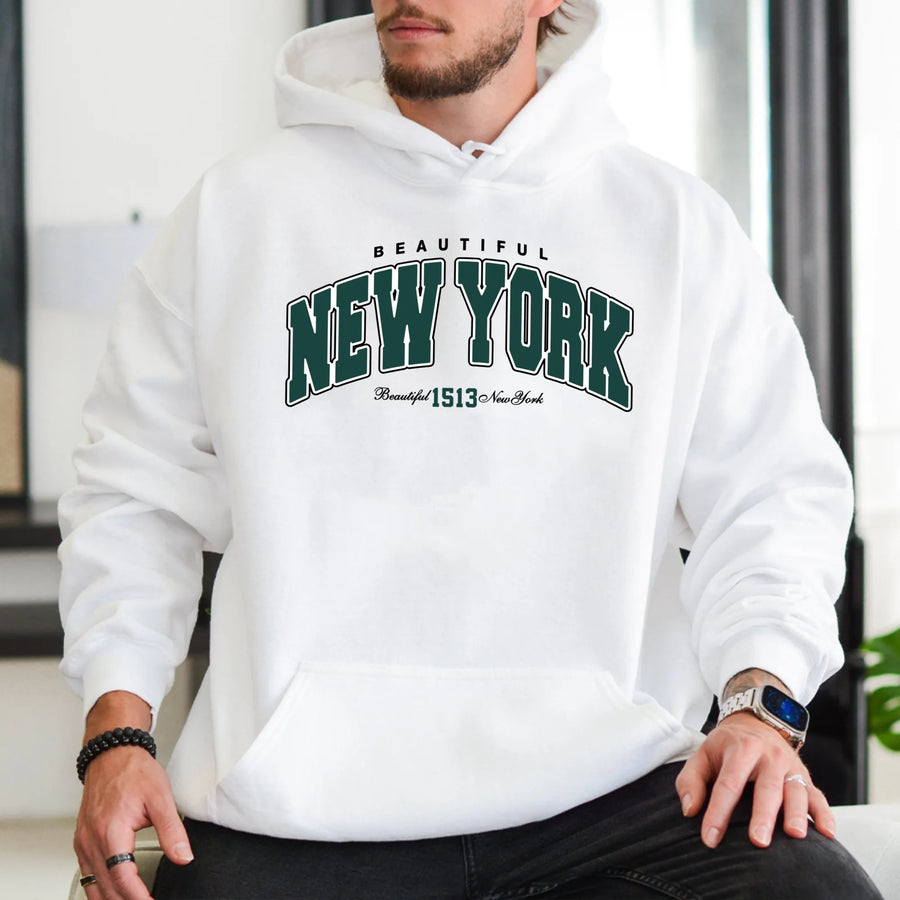 New York Hoodie | Collegiate Varsity Letter Design | Premium Cotton Blend | Unisex Streetwear Gift for NYC Lovers