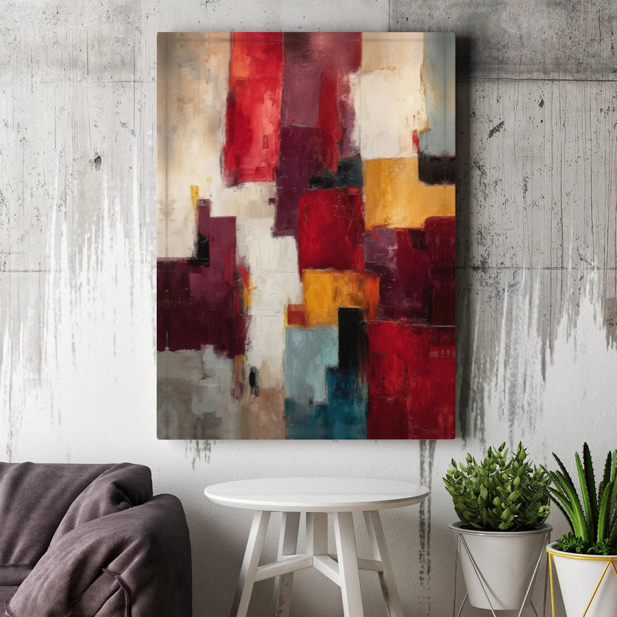 Modern Abstract Canvas Wall Art | Geometric Block Painting | Premium 1.25" Gallery Wrap | Contemporary Home & Office Decor