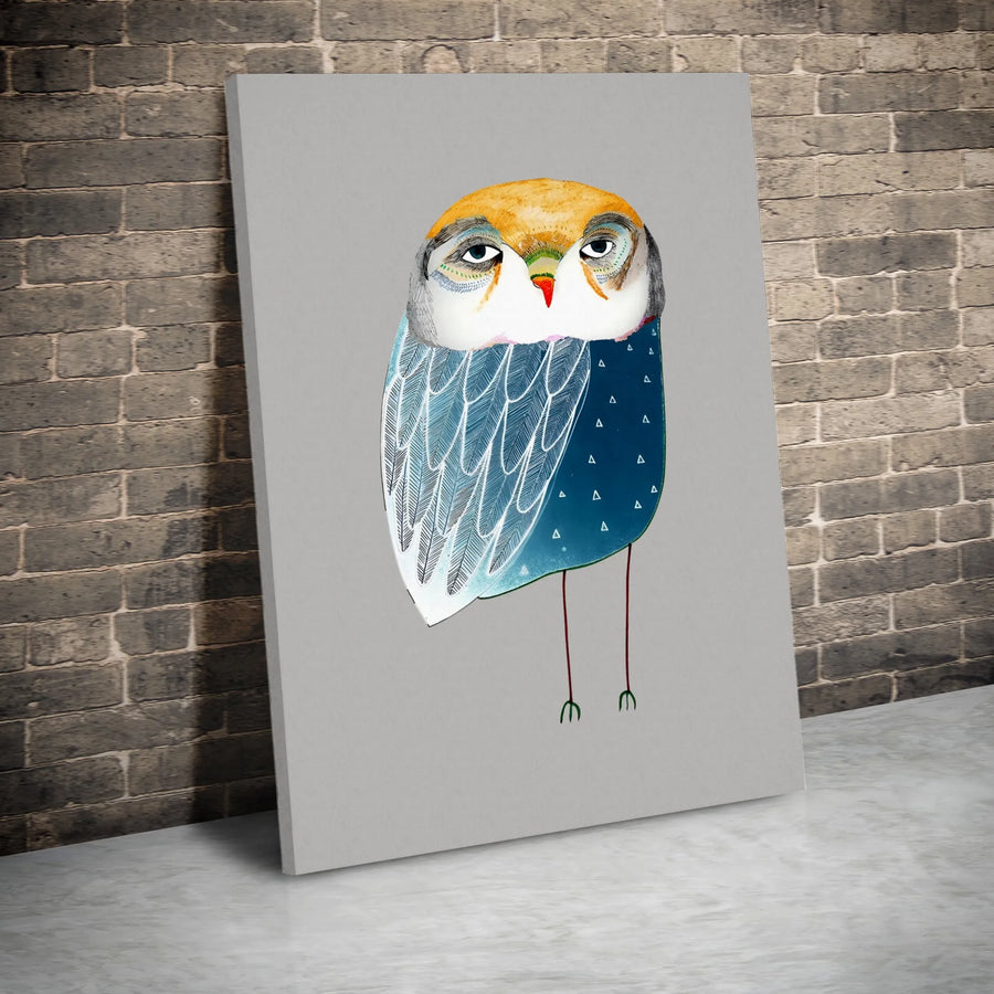 Whimsical Owl Canvas Art | Modern Abstract Bird Illustration | Premium Gallery Wrapped Wall Decor | Unique Nursery & Office Gift