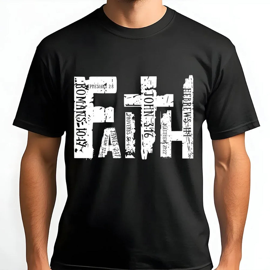 Faith Bible Verse T-Shirt | Scripture Typography Graphic Tee | Premium Cotton Christian Apparel | Religious Gift for Men and Women
