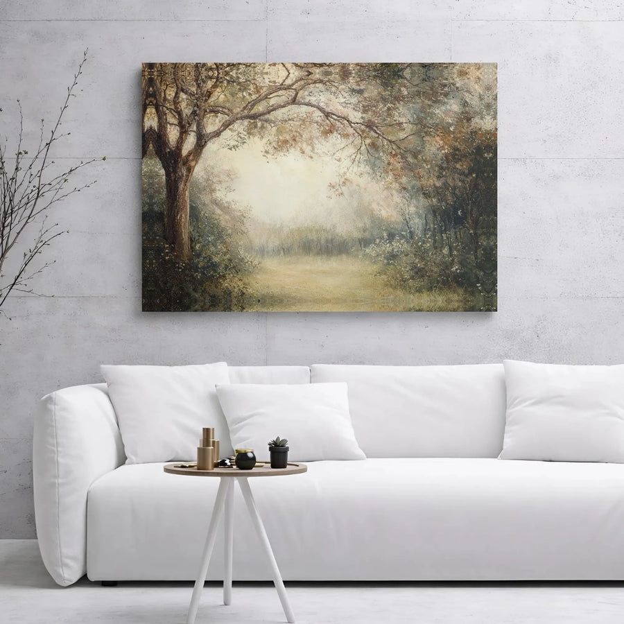 Forest Landscape Canvas Print | Vintage Impressionist Woodland Clearing | Gallery Wrapped Premium Wall Art | Calming Nature Home Decor Gift