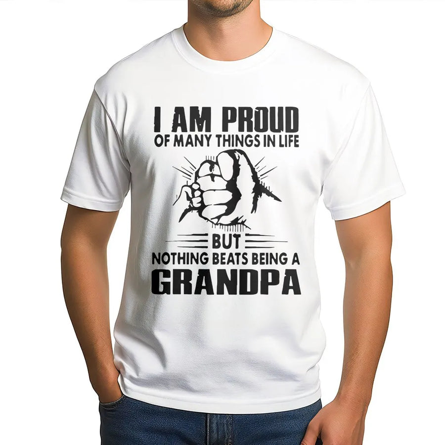 Proud Grandpa T-Shirt | Nothing Beats Being A Grandpa Graphic Sweatshirt | Soft Cotton Blend | Unique Father's Day Gift for Grandfather, New Grandpa