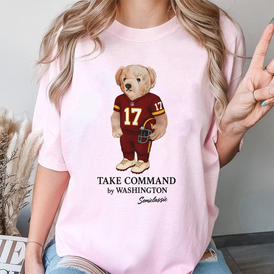 Take Command By Washington Semiclassic Teddy Bear In Washington Commanders #17 Football Uniform T-Shirt