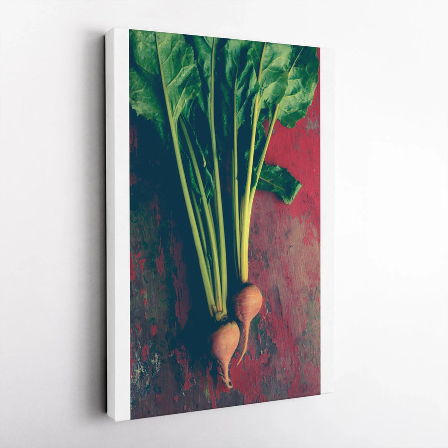 Golden Beets Canvas Wall Art | Rustic Vegetable Still Life Print | Premium Gallery Wrap Canvas | Modern Farmhouse Kitchen Decor Gift for Chef