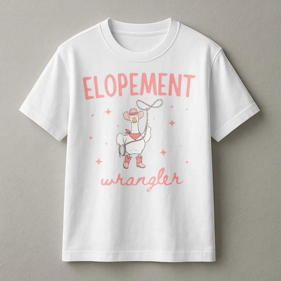Elopement Wrangler T-Shirt | Funny ABA Pun Cowboy Goose Sweatshirt | Premium Cotton-Blend | Gift for Behavior Analyst, BCBA, RBT