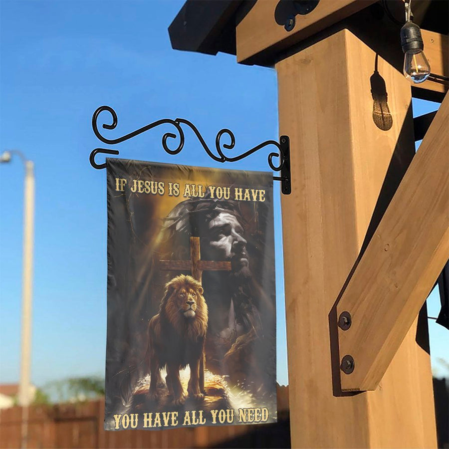 Jesus Garden Flag | Lion Of Judah Cross Faith Design | Durable Weather-Resistant Polyester | Religious Home Decor Gift