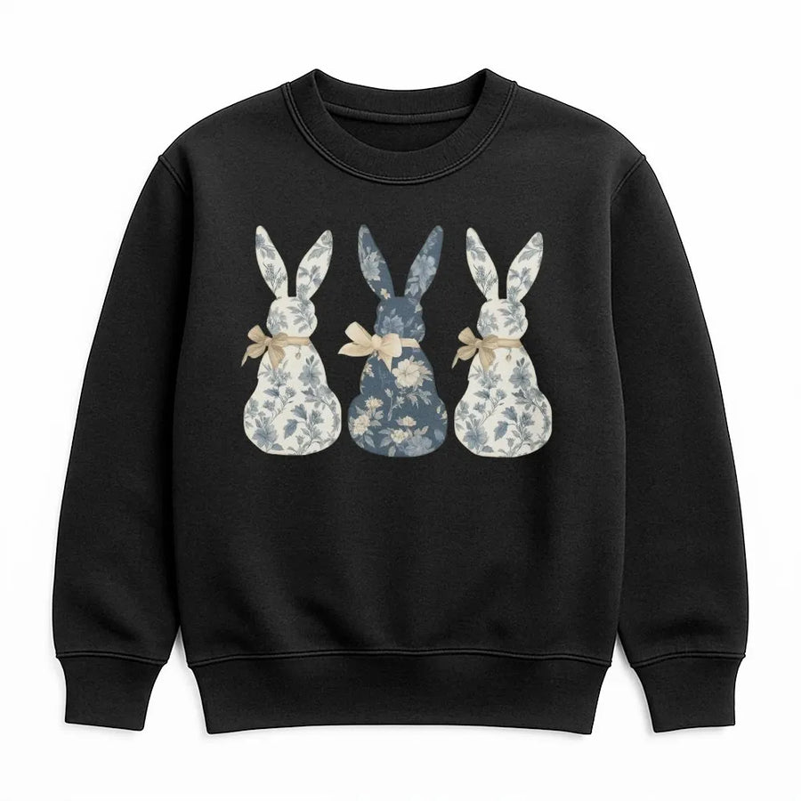 Floral Bunny Sweatshirt | Coquette Bow & Vintage Botanical Rabbit Graphic | Premium Soft Cotton Blend | Cute Cottagecore Easter Gift for Women