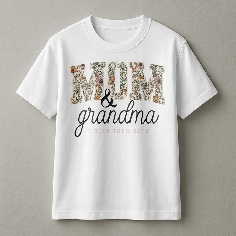 Grandma and Mom T-Shirt | Floral Wildflower Graphic Design | Premium 100% Cotton | Thoughtful Mother's Day 2026 Gift for Women