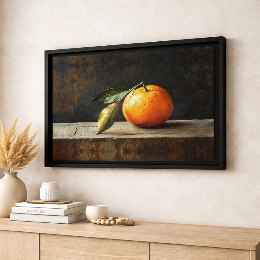 Orange Still Life Canvas Print | Rustic Kitchen Fruit Oil Painting Art | Premium Fade-Resistant Wall Decor | Home & Restaurant Dining Gift