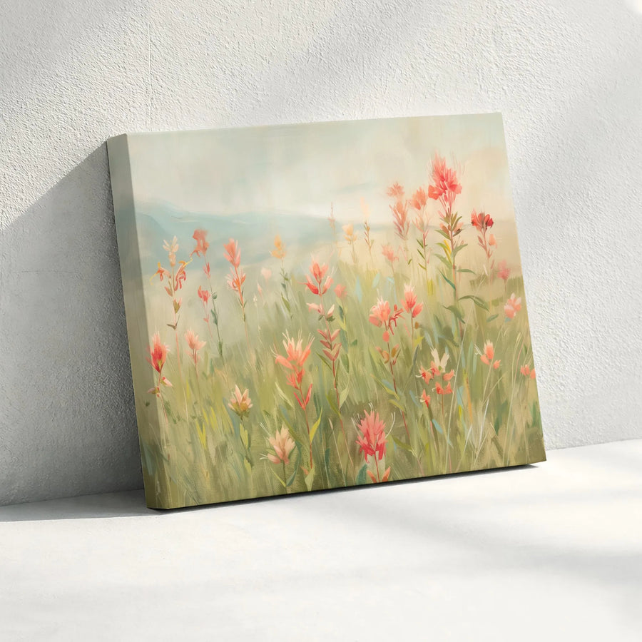 Wildflower Meadow Canvas Print | Impressionist Floral Landscape Wall Art | Gallery Quality Premium Canvas | Modern Farmhouse Home Decor Gift