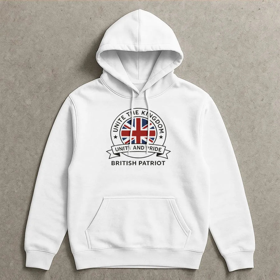 British Patriot Hoodie | Union Jack Flag Graphic Design | Premium Cotton Blend | Gift For United Kingdom Supporters & London Lovers