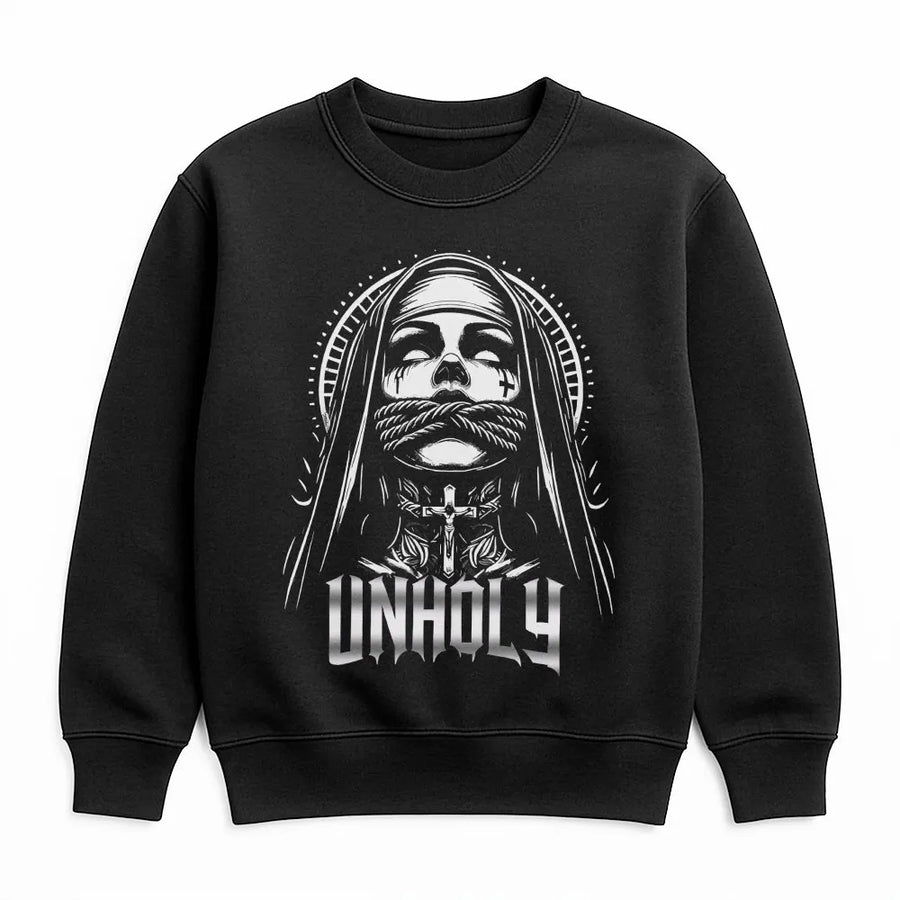 Unholy Nun Sweatshirt | Gothic Occult Graphic Print | Soft Cotton Tee | Premium Gift for Metal & Goth Fans