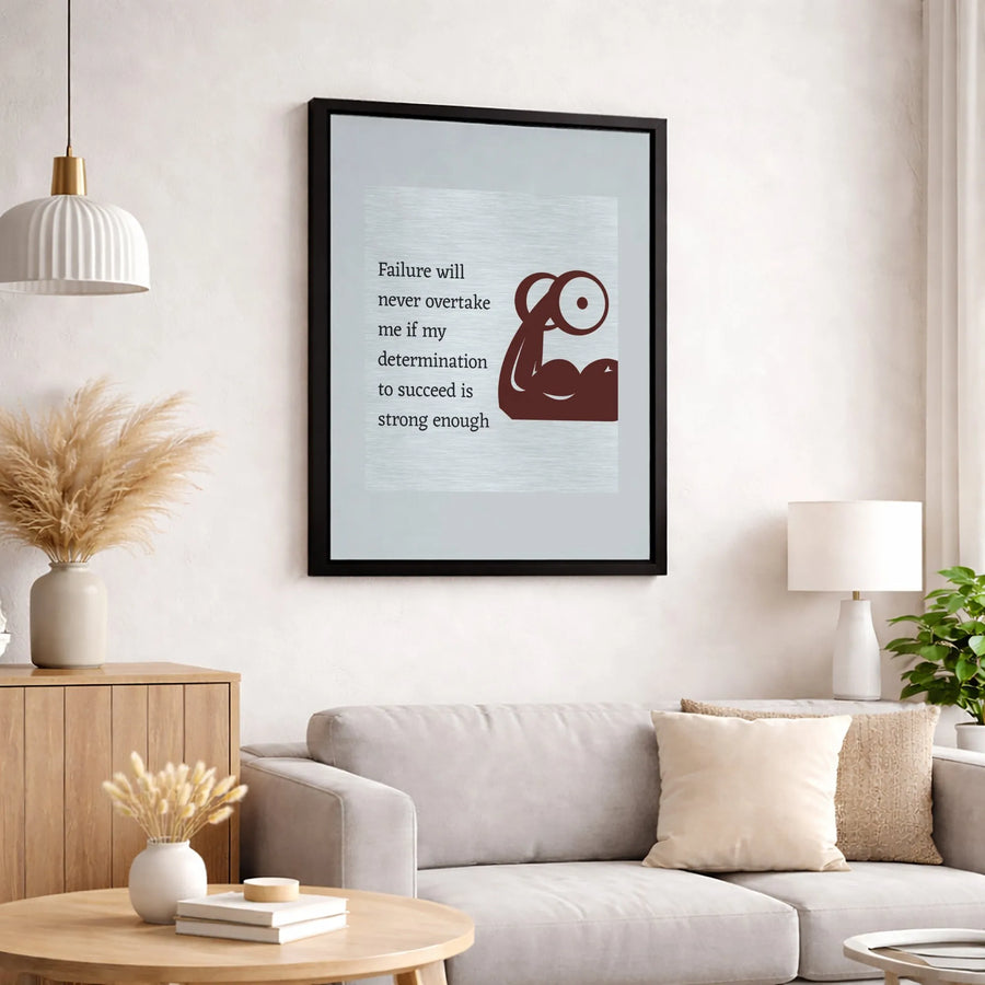 Gym Motivation Wall Art | Failure Will Never Overtake Me Quote | Premium Canvas Print | Inspirational Fitness Decor for Home Office