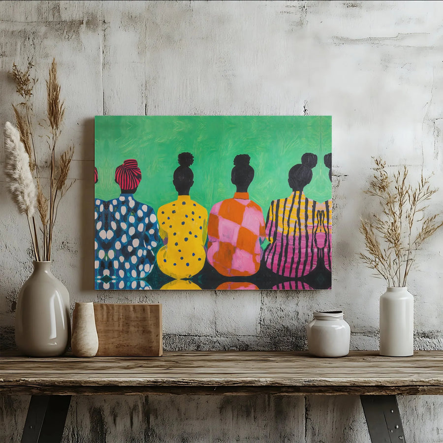 Black Women Wall Art | Abstract Colorful Patterned Portrait | Premium Gallery-Wrapped Canvas | Modern African American Home Decor Gift