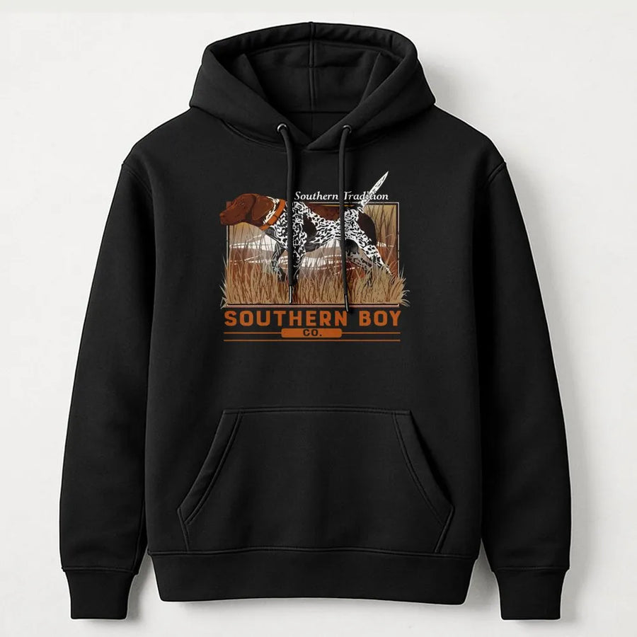 German Shorthaired Pointer Hoodie | Southern Tradition Hunting Dog Graphic | Premium Cotton Blend | Gift for Bird Hunters and Outdoorsmen