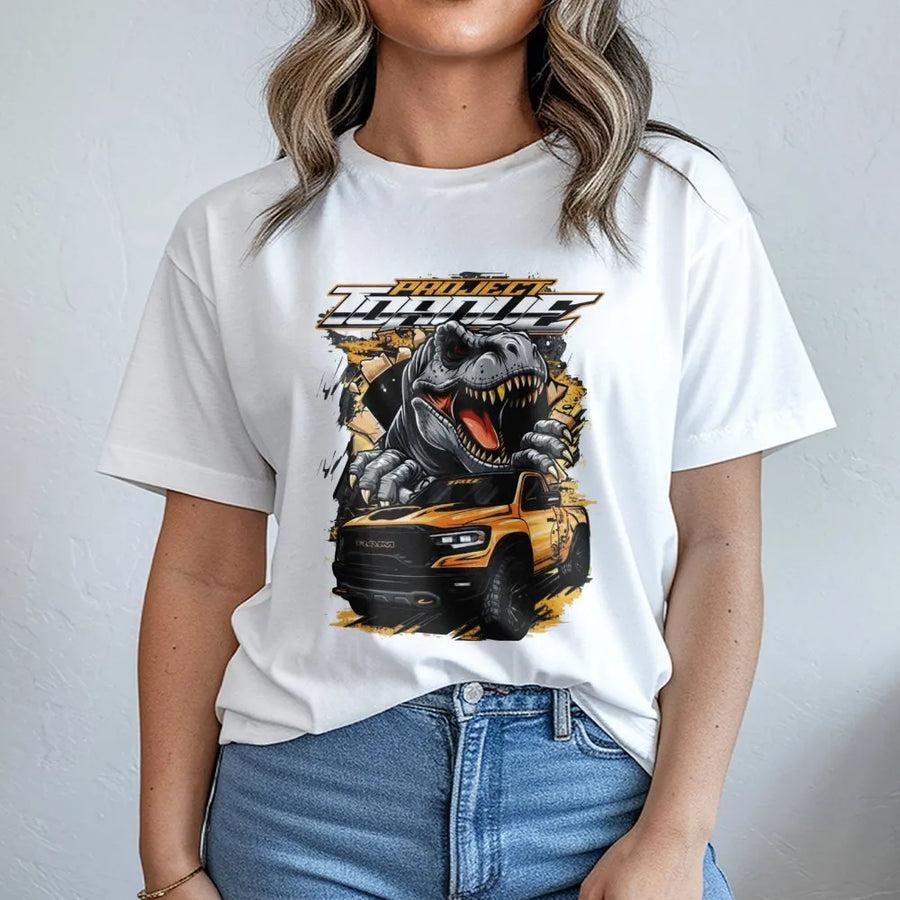 T-Rex Off Road Truck T-Shirt | Monster Dino Racing Graphic | Premium Cotton Streetwear | Gift for Truck Enthusiasts & Car Lovers