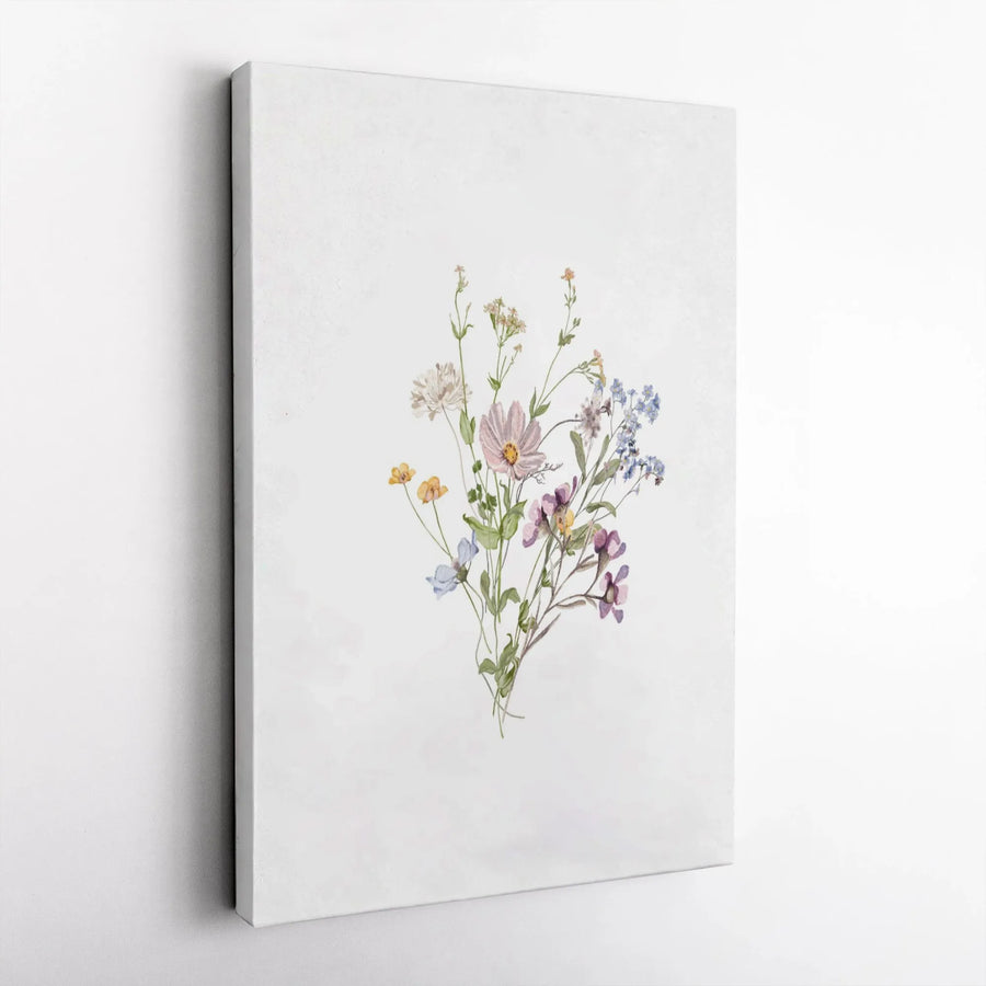 Watercolor Wildflower Bouquet Canvas Art | Botanical Gallery Wrap | Premium Fade-Resistant Print | Minimalist Floral Home Office Wall Decor Gift