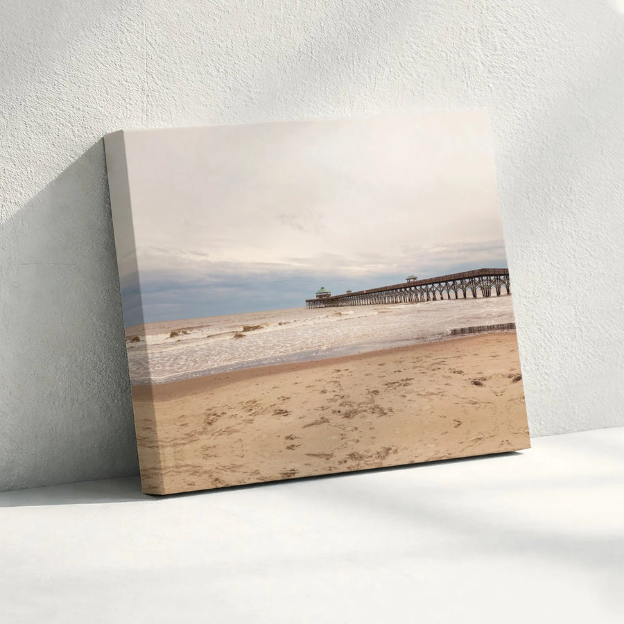Coastal Pier Wall Art | Serene Ocean Beach Landscape Print | Gallery Wrapped 1.25" Canvas | Minimalist Home & Office Decor Gift