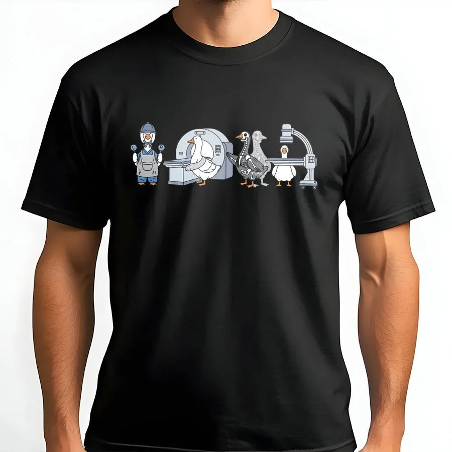 Funny X-Ray Tech Goose Shirt | Cartoon Radiology Graphic Tee | Comfort Colors Cotton T-Shirt | Gift for Radiologic Technologist & Radiographer