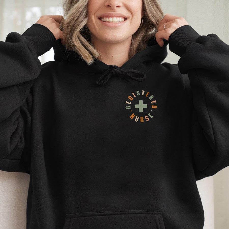 Registered Nurse Hoodie | Minimalist Medical Cross Graphic | Premium Cotton Blend | Nursing School Graduation Gift for RNs