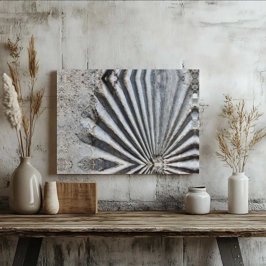 Abstract Stone Texture Wall Art | Symmetrical Carved Relief Canvas Print | Premium Gallery Wrapped 1.25" Thick | Modern Minimalist Home Decor Gift