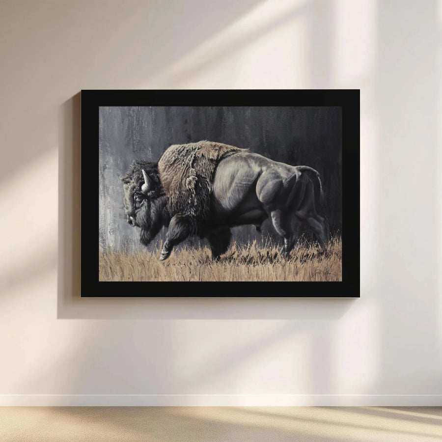 American Bison Canvas Wall Art | Majestic Wildlife Oil Painting Style | 1.25" Gallery Wrap Premium Print | Rustic Farmhouse Decor Gift