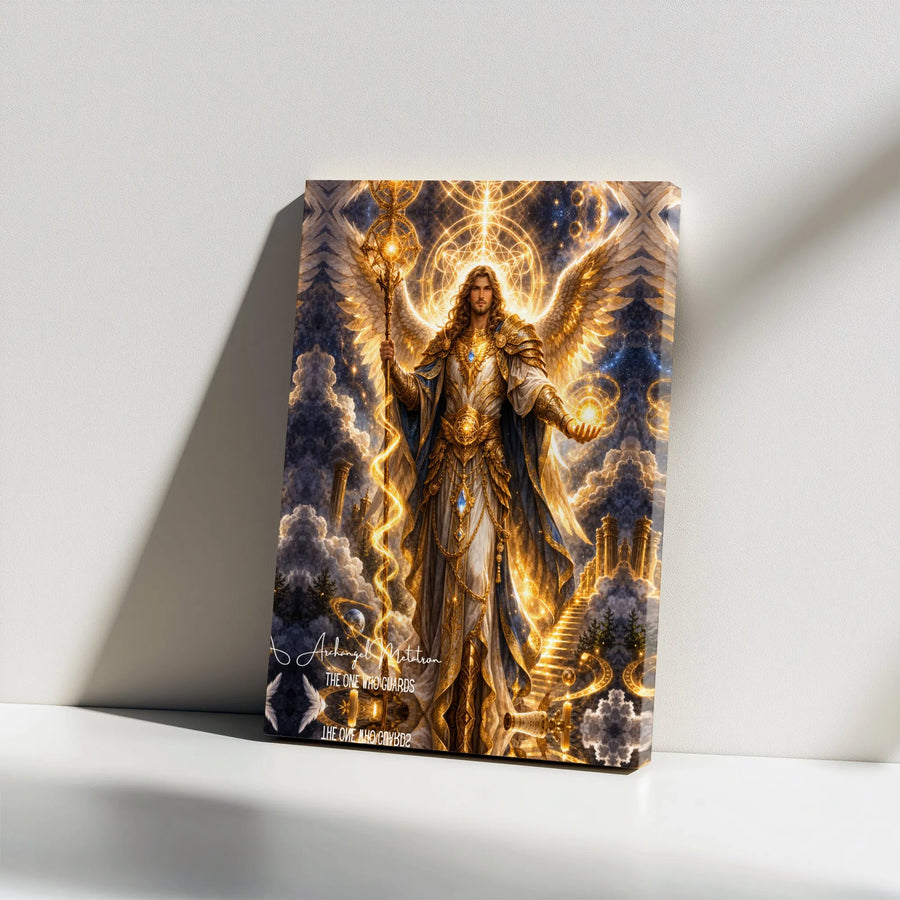 Archangel Metatron Canvas Art | Divine Guardian Angel Artwork | Premium Gallery Wrapped Canvas | Spiritual Home Decor Gift for Meditation Room