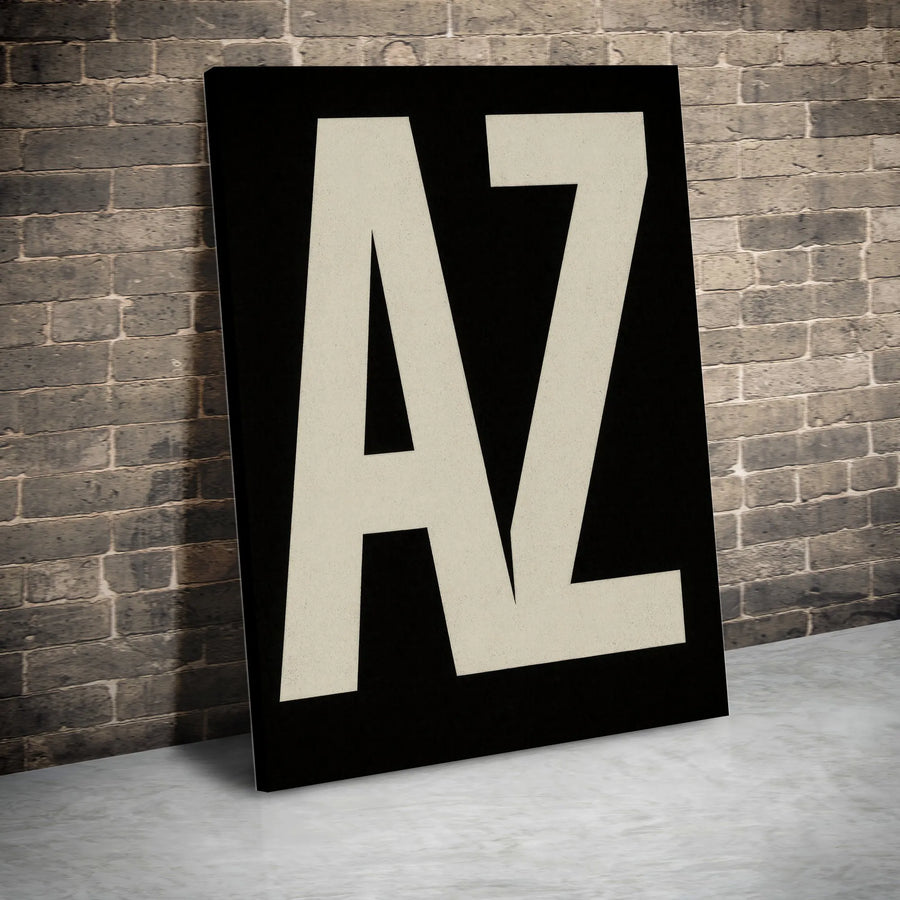 AZ Letter Typography Canvas Wall Art | Minimalist Black and White Poster | Premium Gallery Wrap Print | Modern Home Office Decor Gift