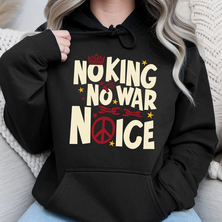 No Kings No Masters Hoodie | Anti War No ICE Protest Graphic | Premium Cotton Blend Sweatshirt | Political Activist Resistance Gift