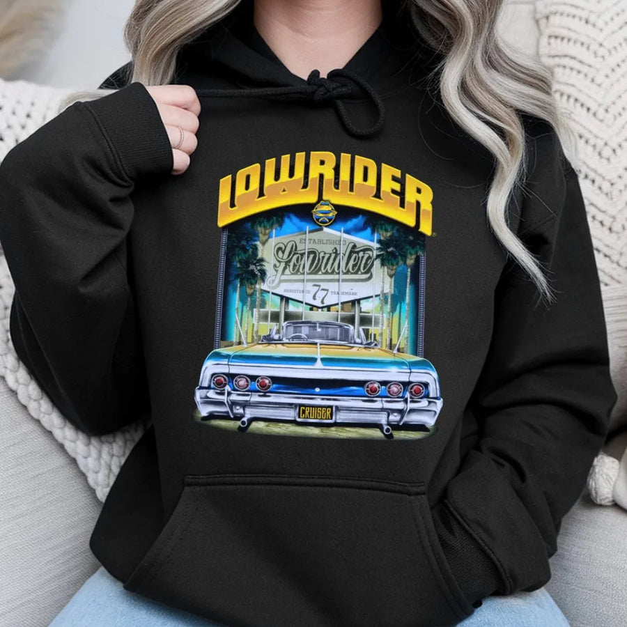 Lowrider Car Enthusiast Hoodie | Vintage Automotive Racing Design | Cotton-Blend Premium Comfort | Unique Gift for Gearheads
