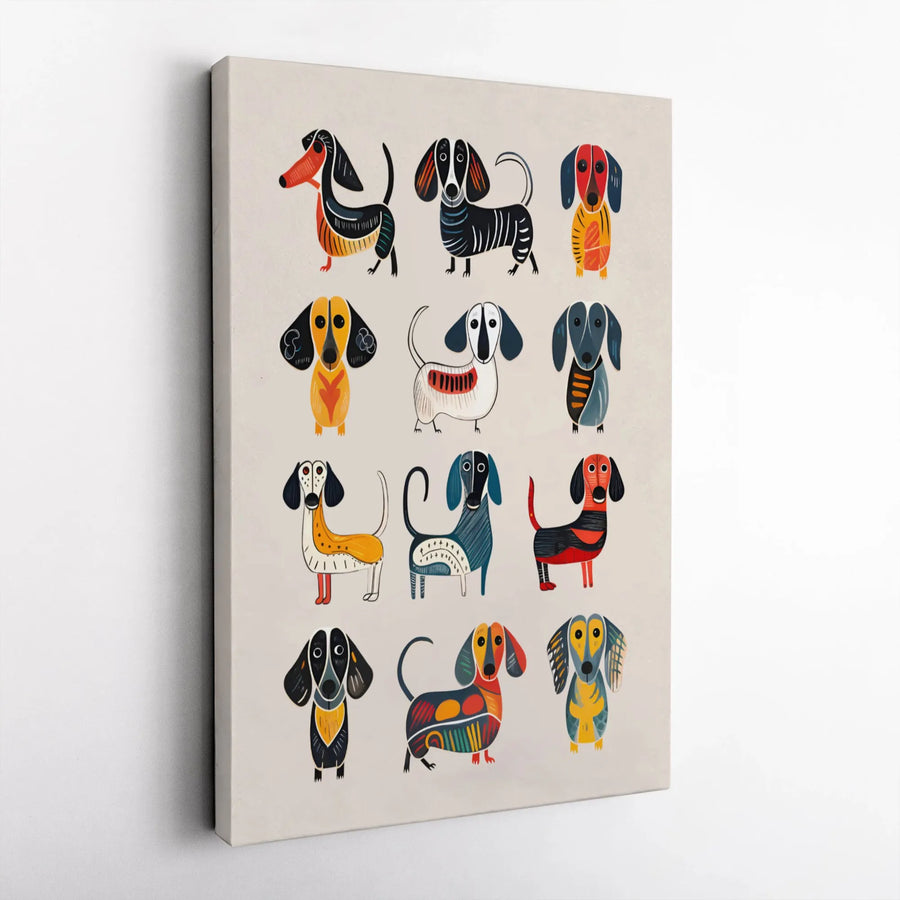 Dachshund Wall Art | Colorful Abstract Dog Portrait | Premium 1.25-Inch Thick Gallery Canvas | Modern Decor Gift for Dog Lovers