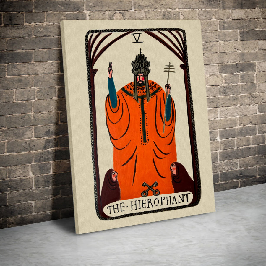 The Hierophant Tarot Card Wall Art | Mystical V Major Arcana Print | Premium Gallery Wrapped Canvas | Witchy Decor Gift for Divination Enthusiasts