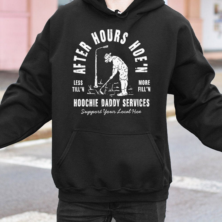 After Hours Hoe'n Hoodie | Funny Gardening Pun Graphic | Premium Cotton Blend Unisex Sweatshirt | Sarcastic Gift for Gardeners and Farmers