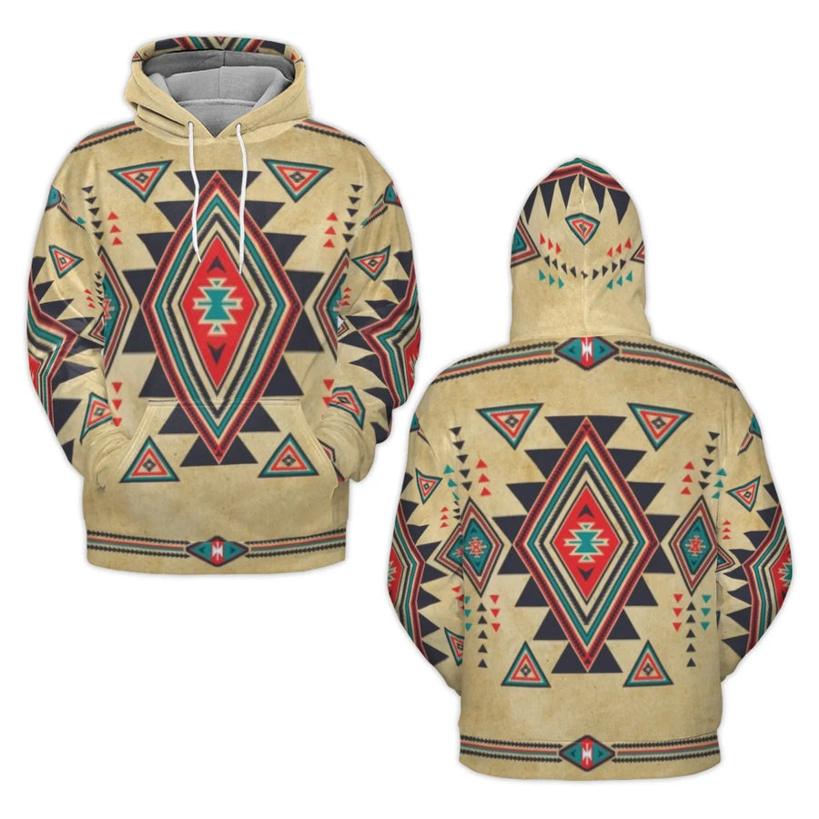 Southwestern Geometric Pattern 3D Hoodie | Aztec Inspired Boho Pullover | Premium Brushed Fleece Unisex Apparel | Cozy Statement Gift for Him & Her