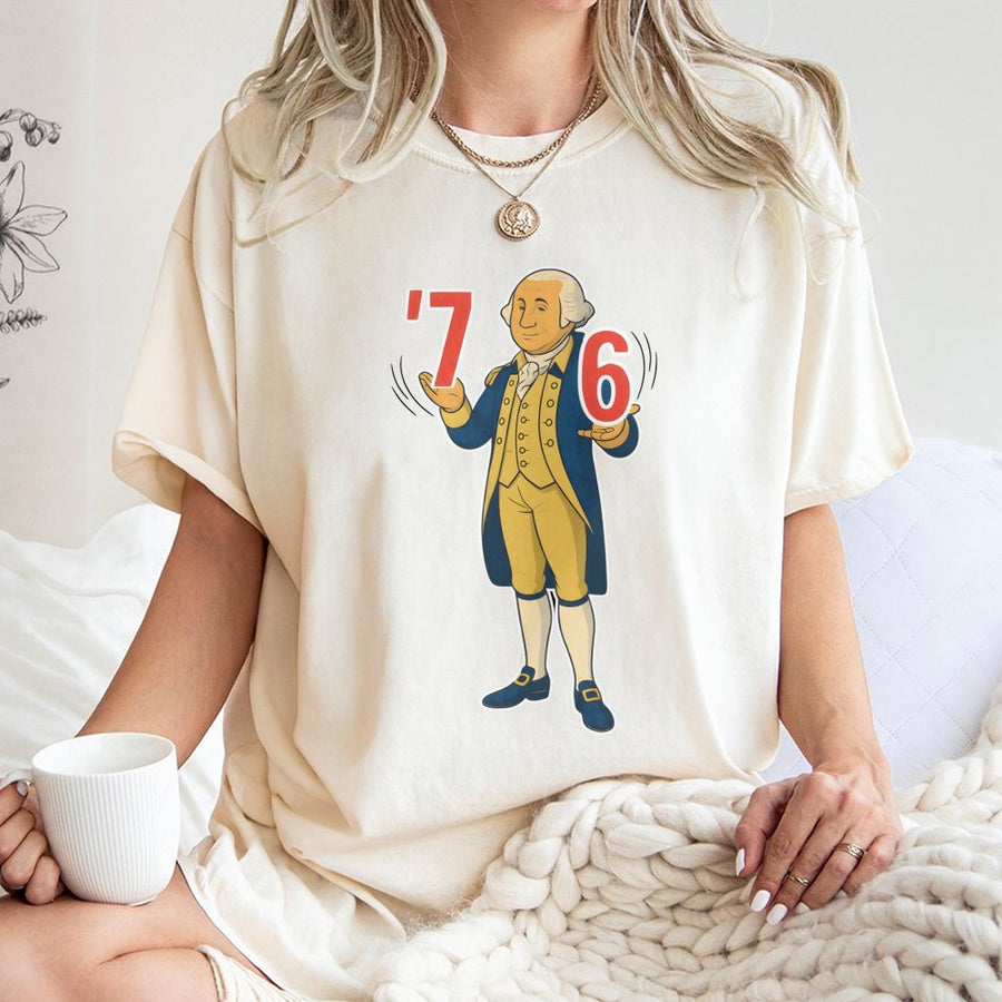 George Washington 76 Meme T-Shirt | Funny American History Graphic Tee | 100% Cotton Premium Quality | Patriot Gift for History Lovers