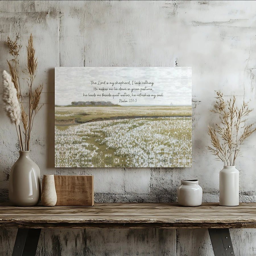 Psalm 23 Wall Art | The Lord Is My Shepherd Bible Verse Canvas | Gallery Wrap Premium Print | Christian Home Decor & Religious Gift