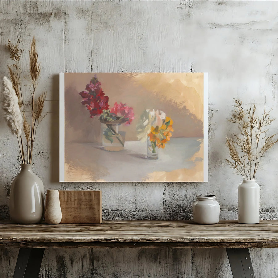 Floral Still Life Canvas Wall Art | Impressionist Flower Painting Print | Premium 1.25" Thick Gallery Canvas | Modern Farmhouse Home Decor Gift